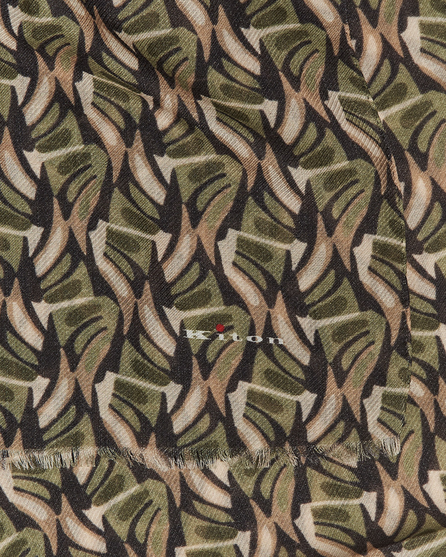 Mies | Kiton Printed Cashmere Blend Scarf Olive/Beige | Kiton | Printed Cashmere Blend Scarf Olive/Beige