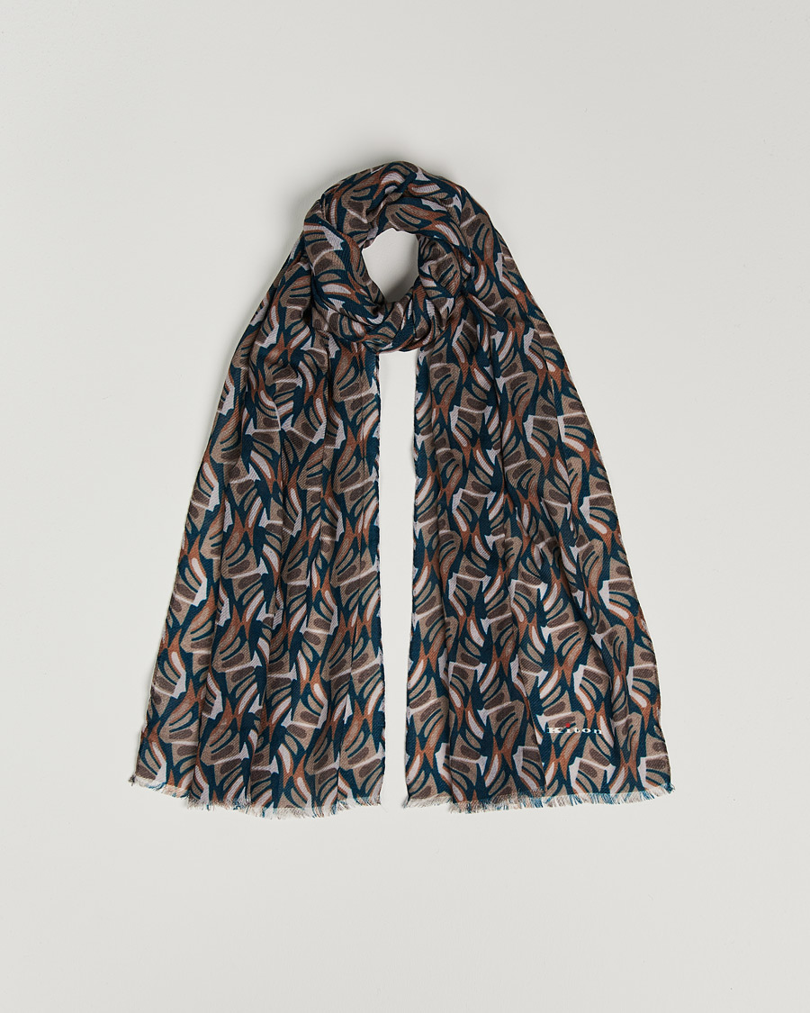 Mies | Kiton Printed Cashmere Blend Scarf Navy/Beige | Kiton | Printed Cashmere Blend Scarf Navy/Beige