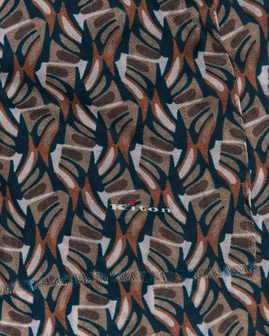 Mies | Kiton Printed Cashmere Blend Scarf Navy/Beige | Kiton | Printed Cashmere Blend Scarf Navy/Beige