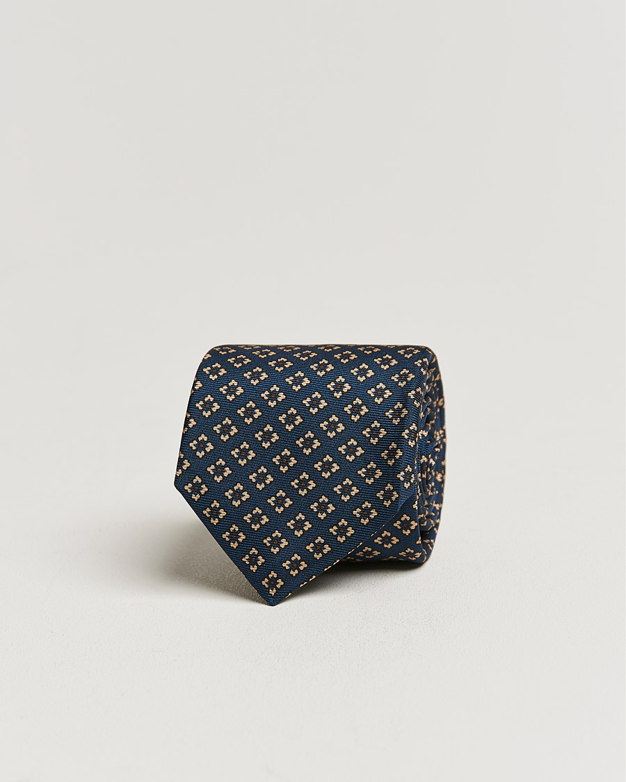 Mies | Kiton Micro Flower Silk Tie Navy | Kiton | Micro Flower Silk Tie Navy