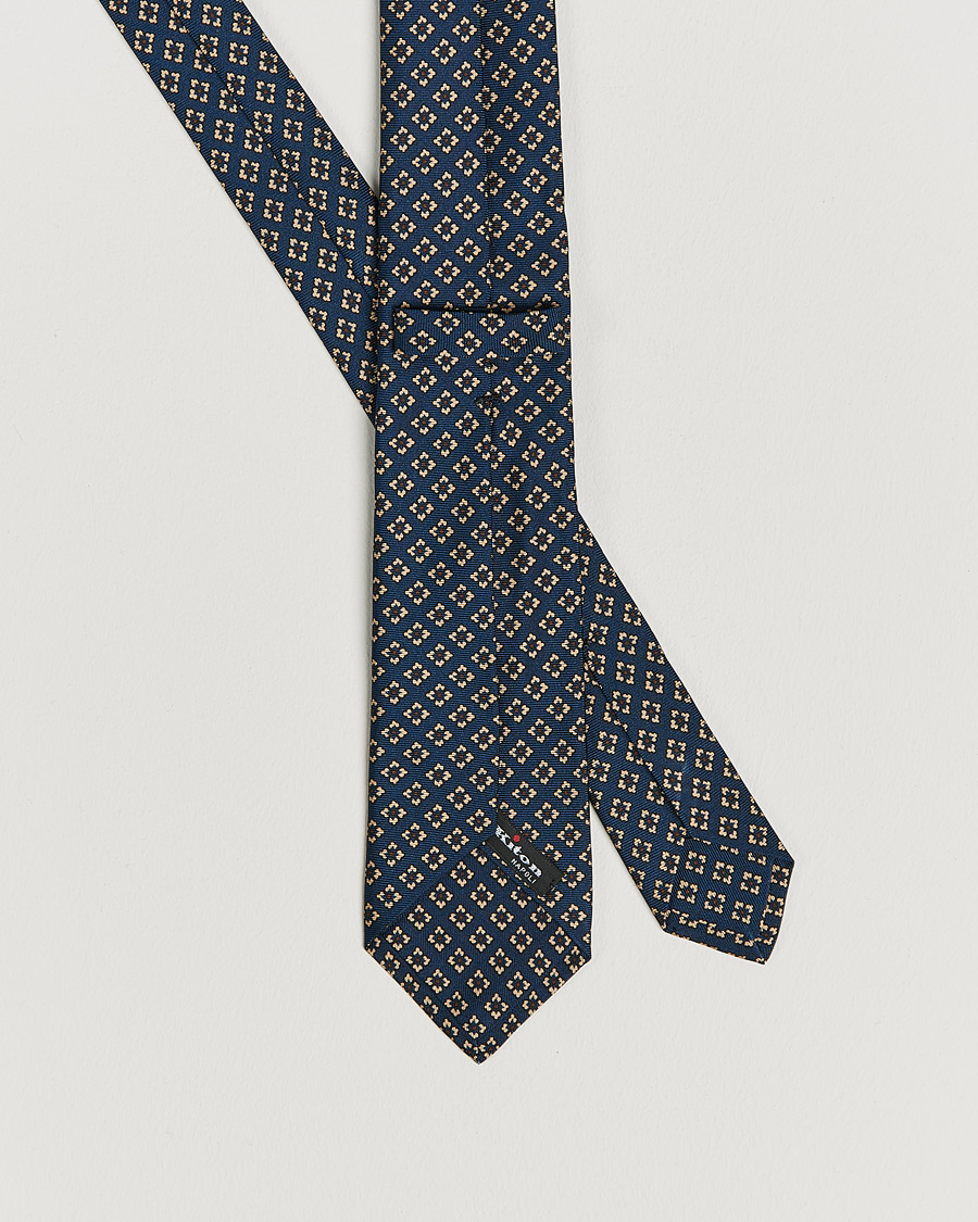 Mies | Kiton Micro Flower Silk Tie Navy | Kiton | Micro Flower Silk Tie Navy