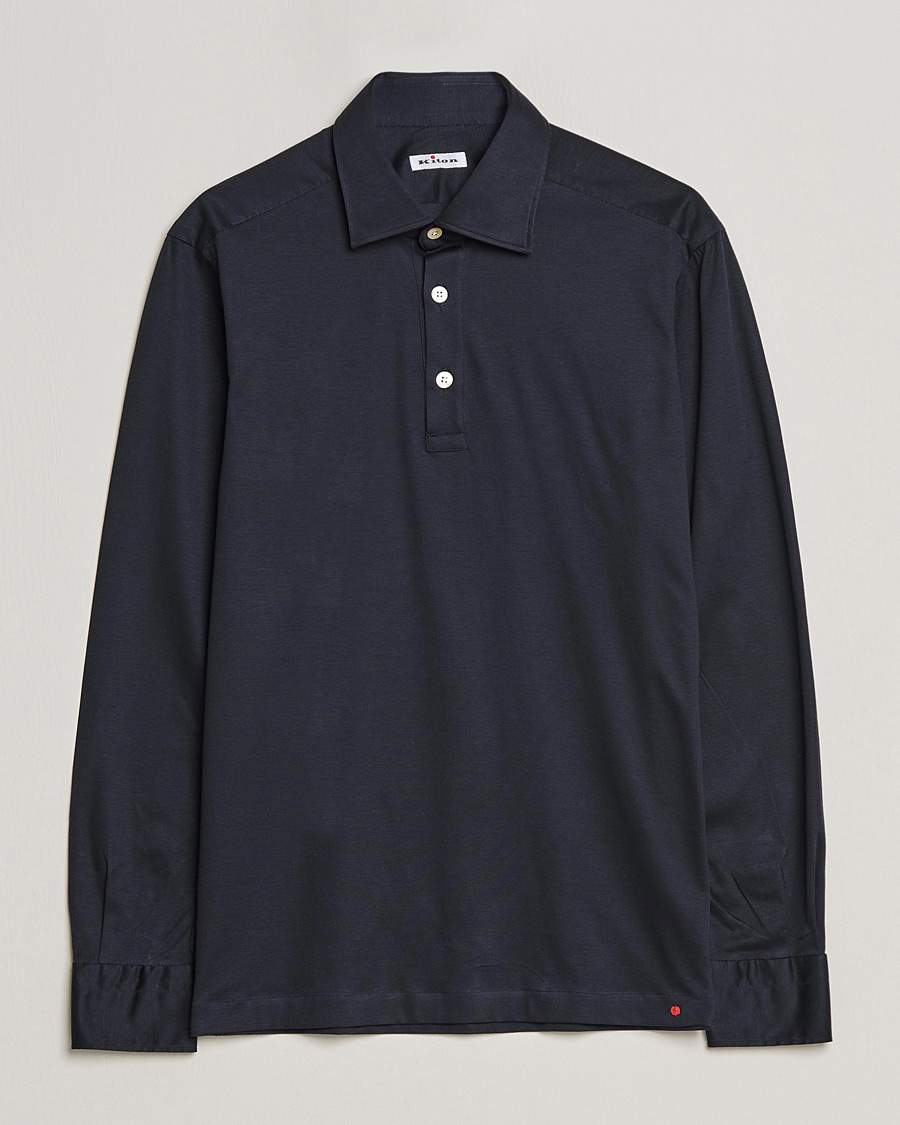 Miehet |  | Kiton | Long Sleeve Polo Shirt Navy