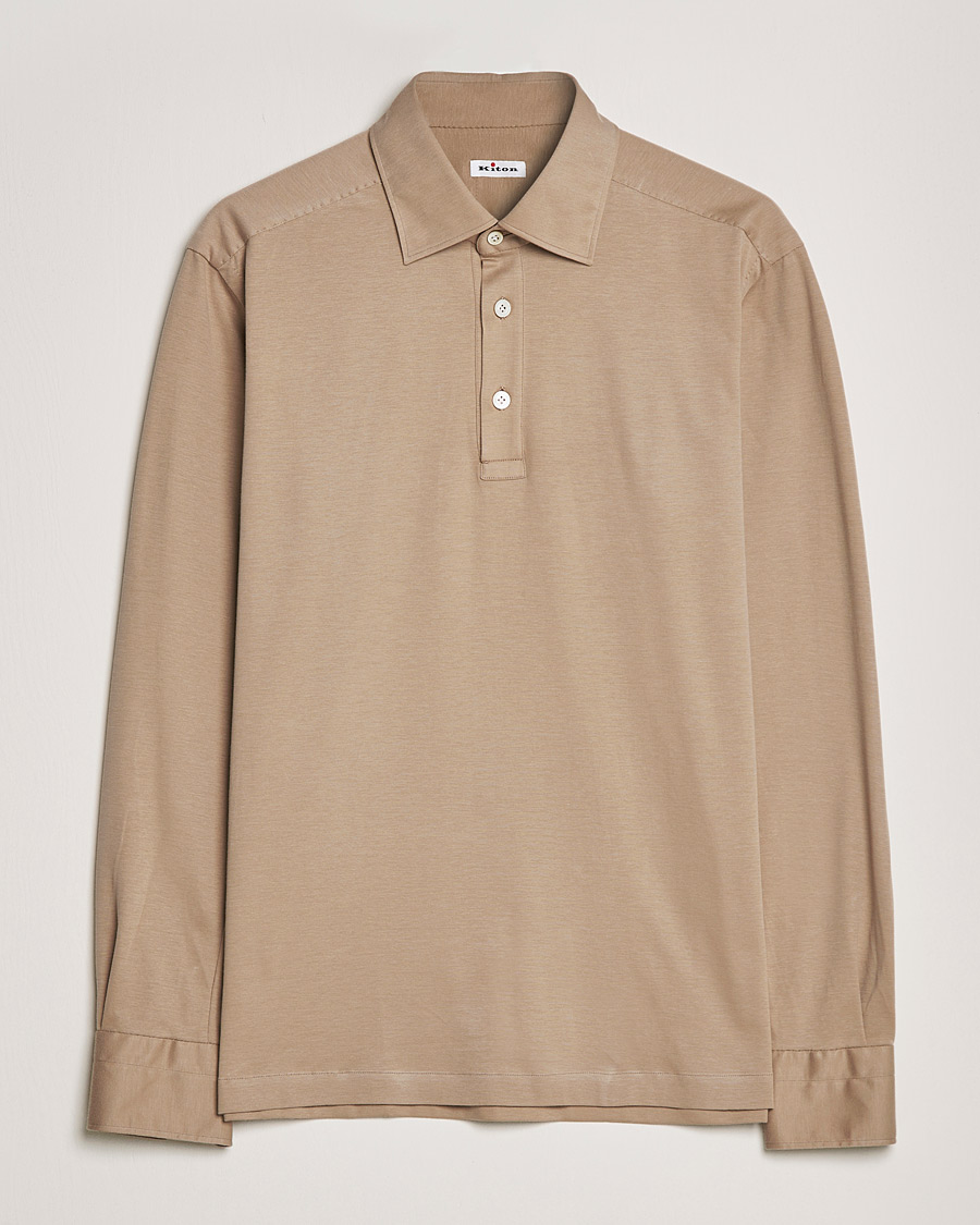 Miehet |  | Kiton | Long Sleeve Polo Shirt Beige