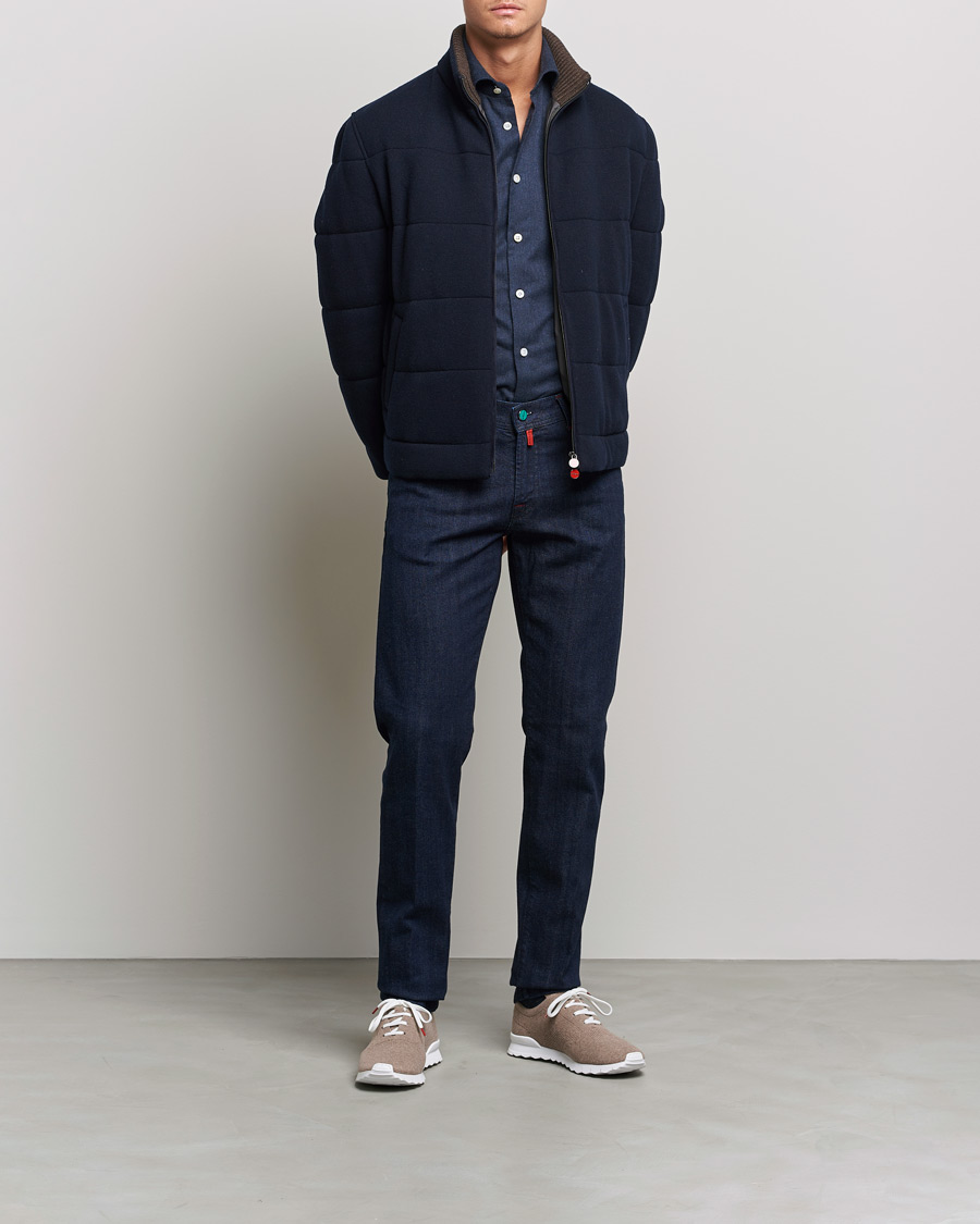 Mies | Flanellipaidat | Kiton | Slim Fit Flannel Shirt Dark Blue