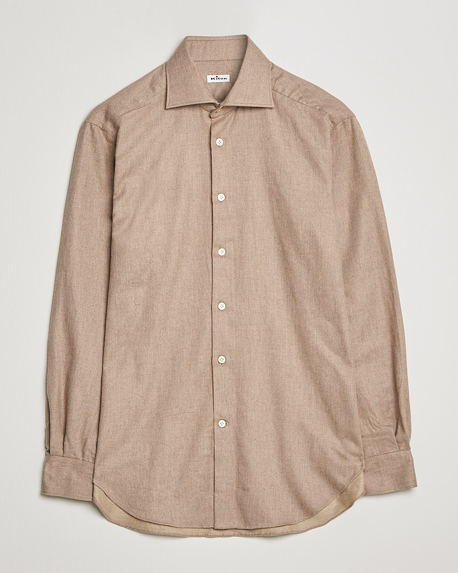 Mies | Kauluspaidat | Kiton | Slim Fit Flannel Shirt Beige