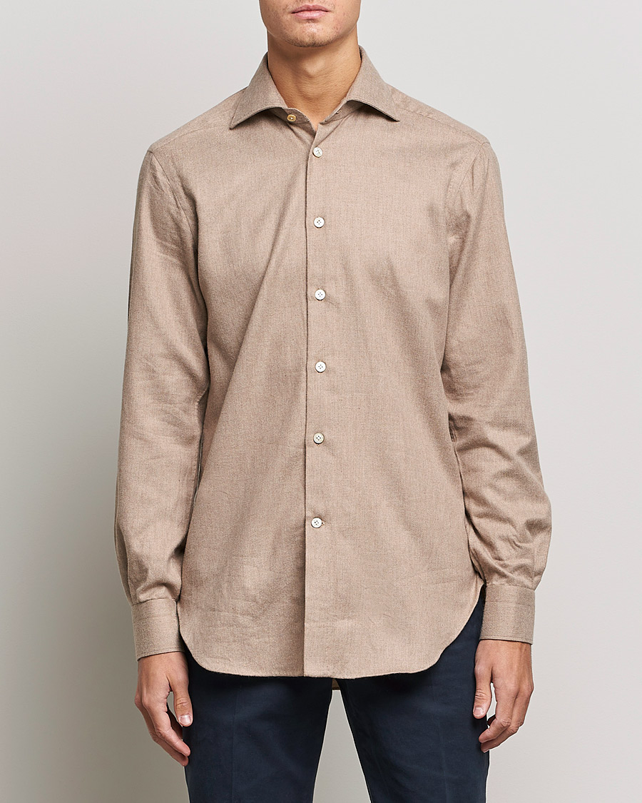 Mies | Kiton | Kiton | Slim Fit Flannel Shirt Beige
