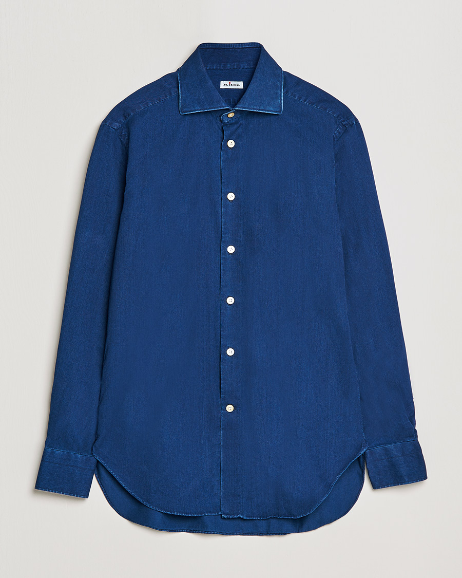 Mies | Kauluspaidat | Kiton | Slim Fit Denim Shirt Blue Wash