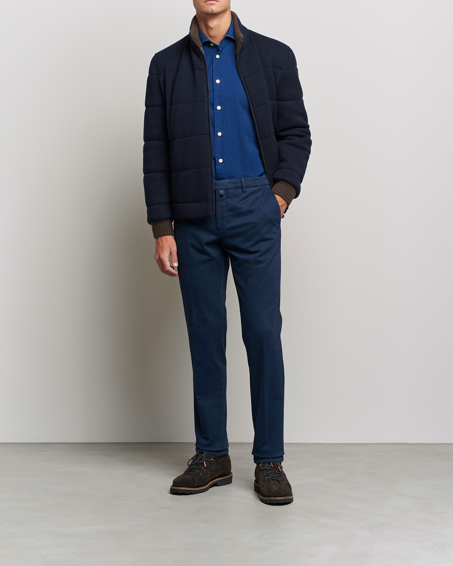 Mies | Kauluspaidat | Kiton | Slim Fit Denim Shirt Blue Wash