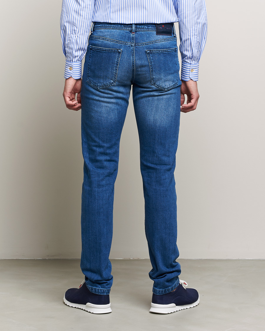 Mies | Farkut | Kiton | Slim Fit Stretch Jeans Medium Blue Wash