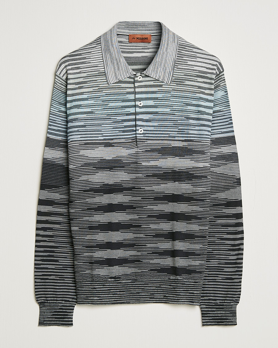 Mies | Puserot | Missoni | Fiammato Knitted Polo Blue/Grey