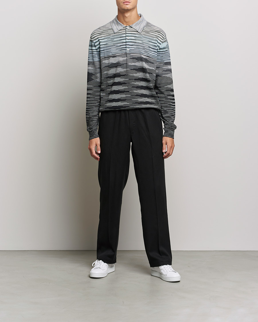 Mies | Puserot | Missoni | Fiammato Knitted Polo Blue/Grey