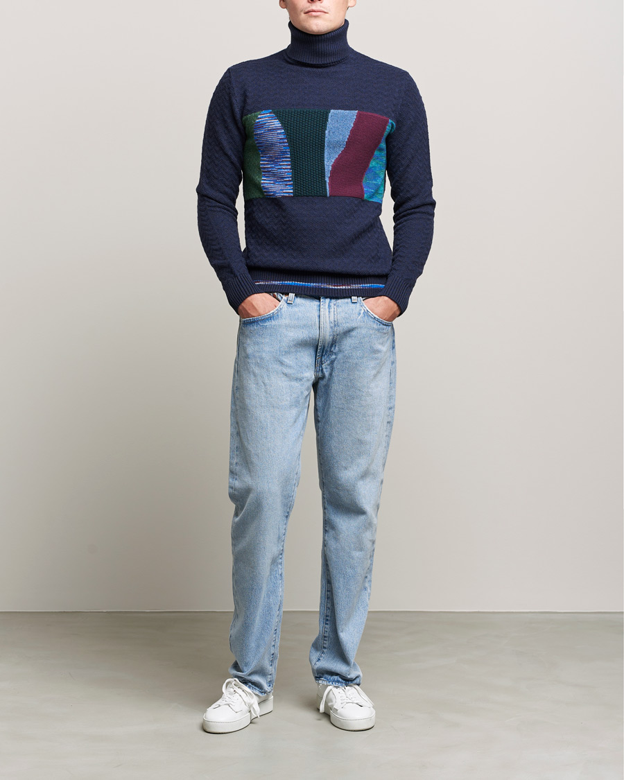 Mies | Puserot | Missoni | Patchwork Chevron Turtleneck Navy