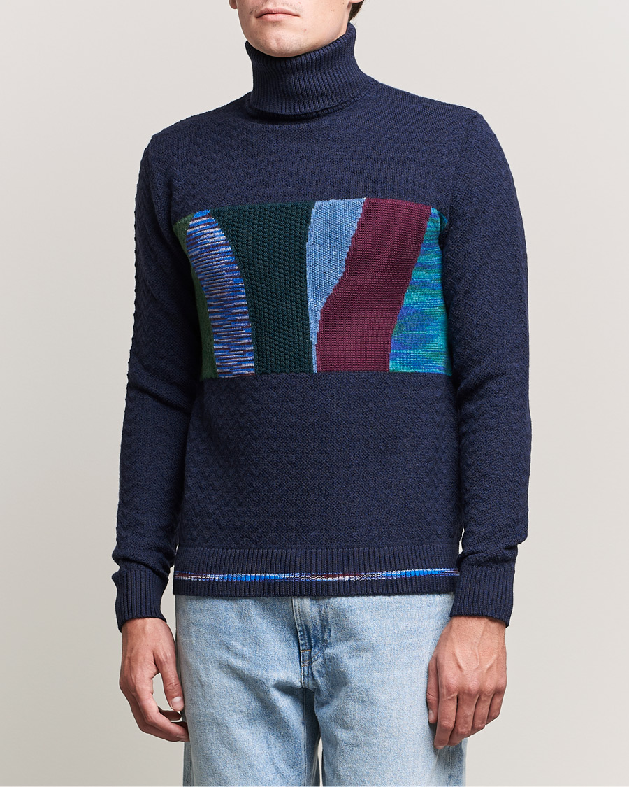 Mies | Puserot | Missoni | Patchwork Chevron Turtleneck Navy