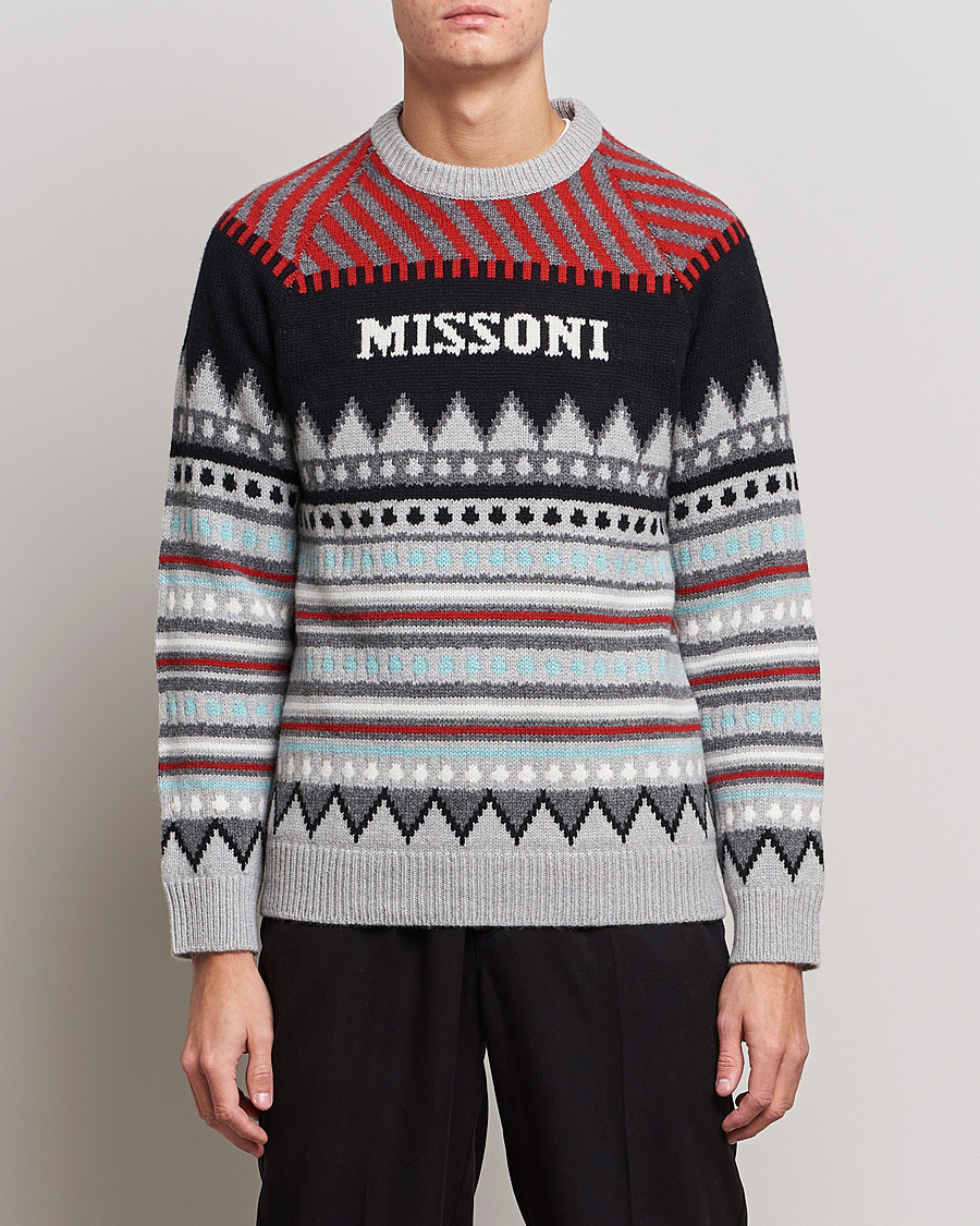 Mies | Missoni | Missoni | Mountain Calling Jacquard Sweater Grey/Red