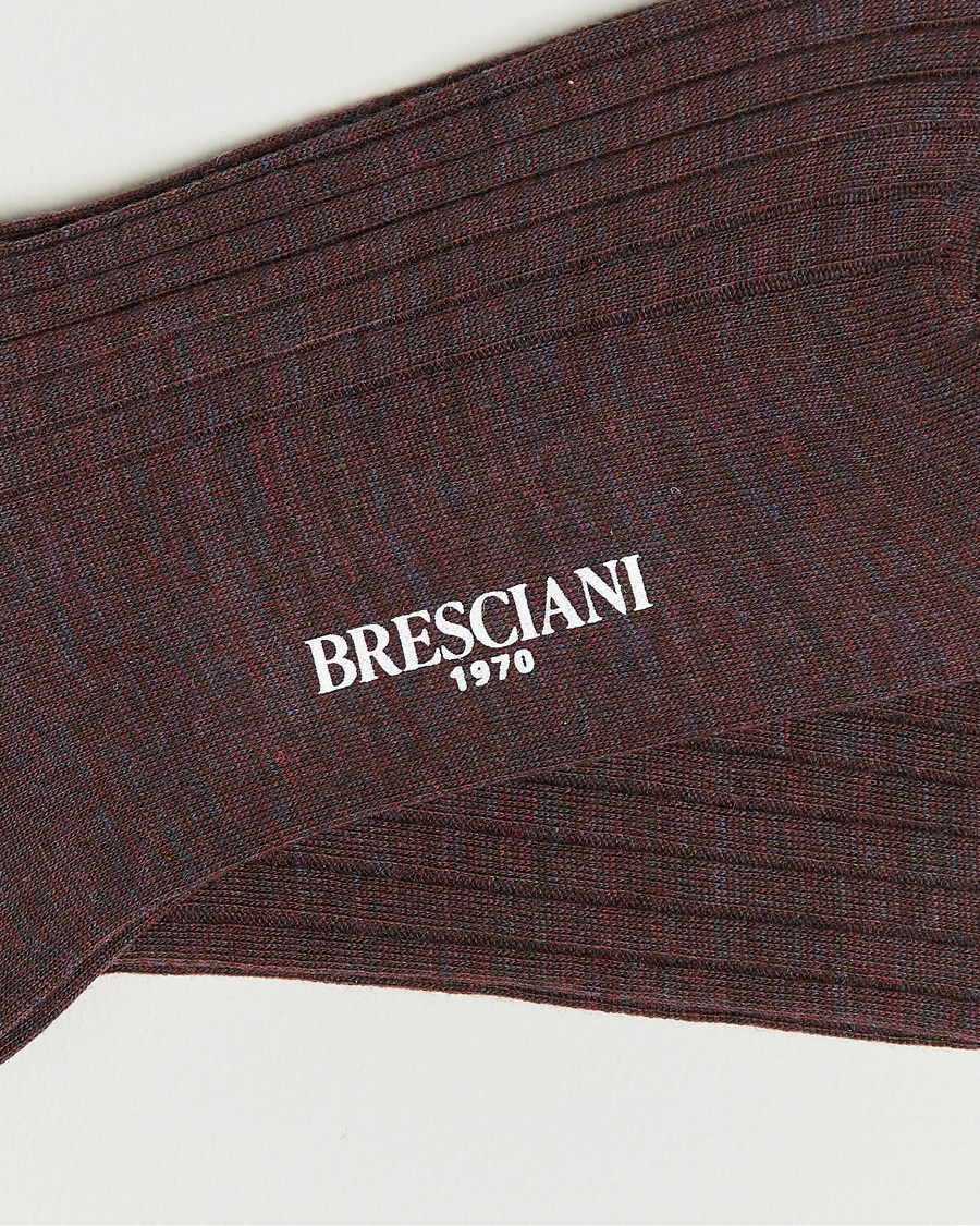 Mies | Alusvaatteet | Bresciani | Wool/Nylon Ribbed Short Socks Wine Melange