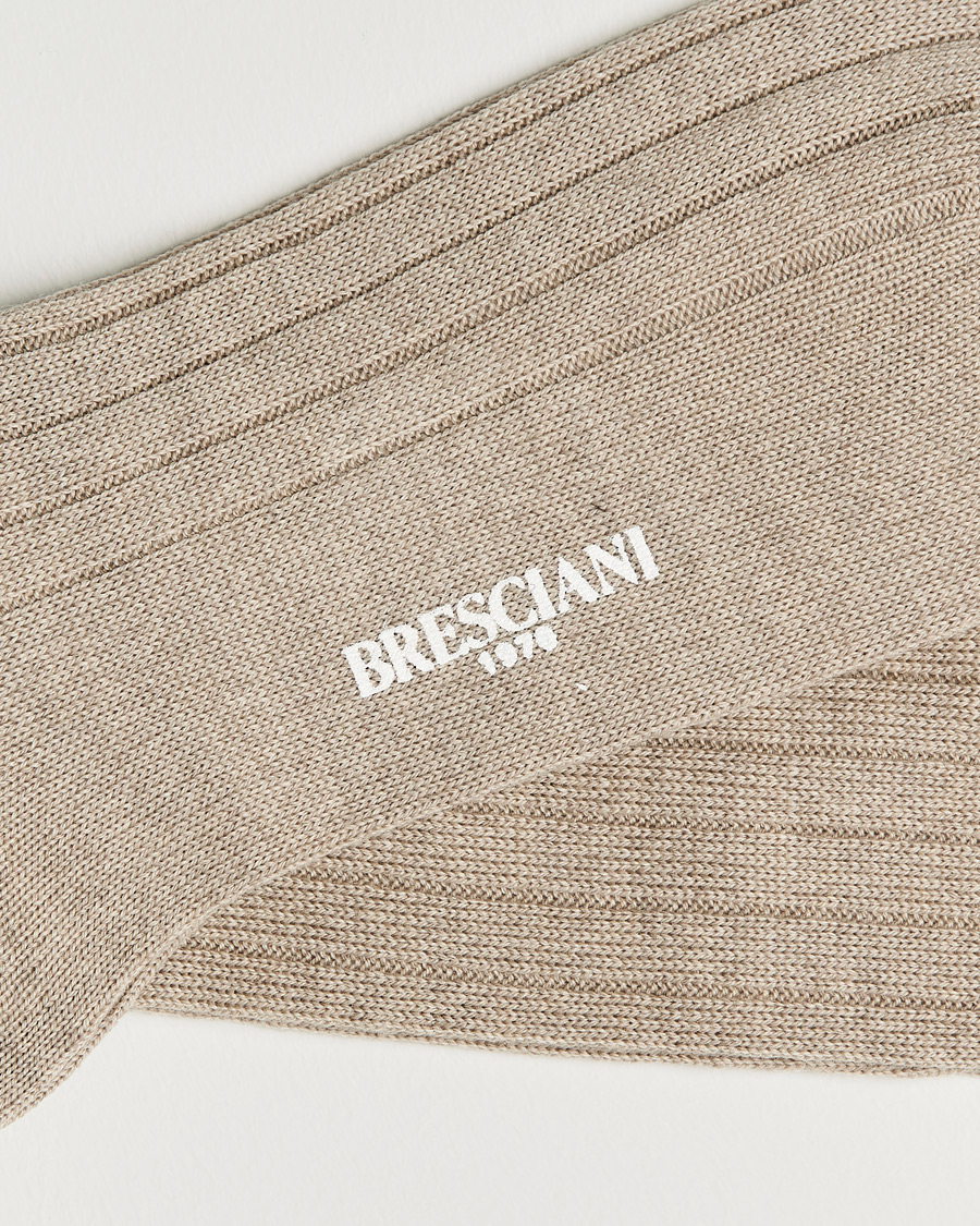 Mies | Alusvaatteet | Bresciani | Wool/Nylon Heavy Ribbed Socks Beige
