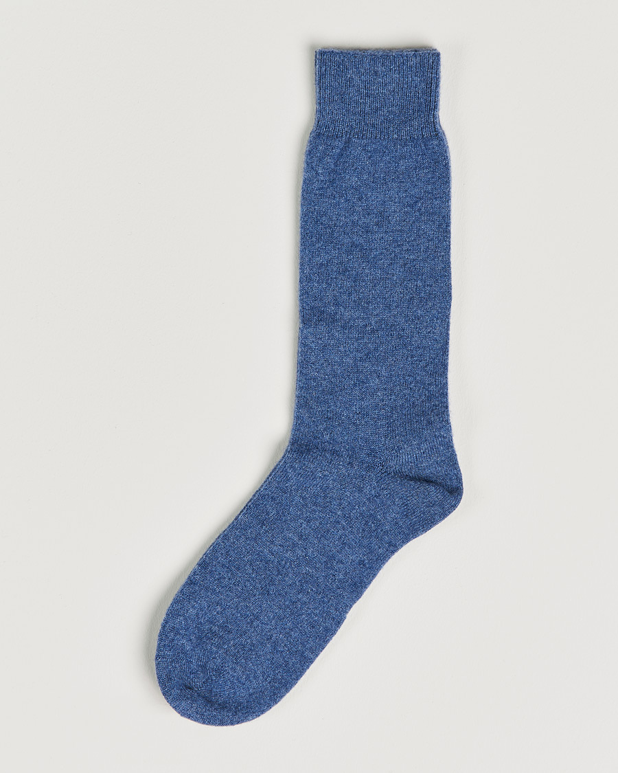 Mies | Alusvaatteet | Bresciani | Pure Cashmere Socks Blue Melange