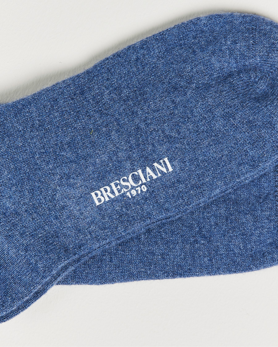 Mies | Alusvaatteet | Bresciani | Pure Cashmere Socks Blue Melange