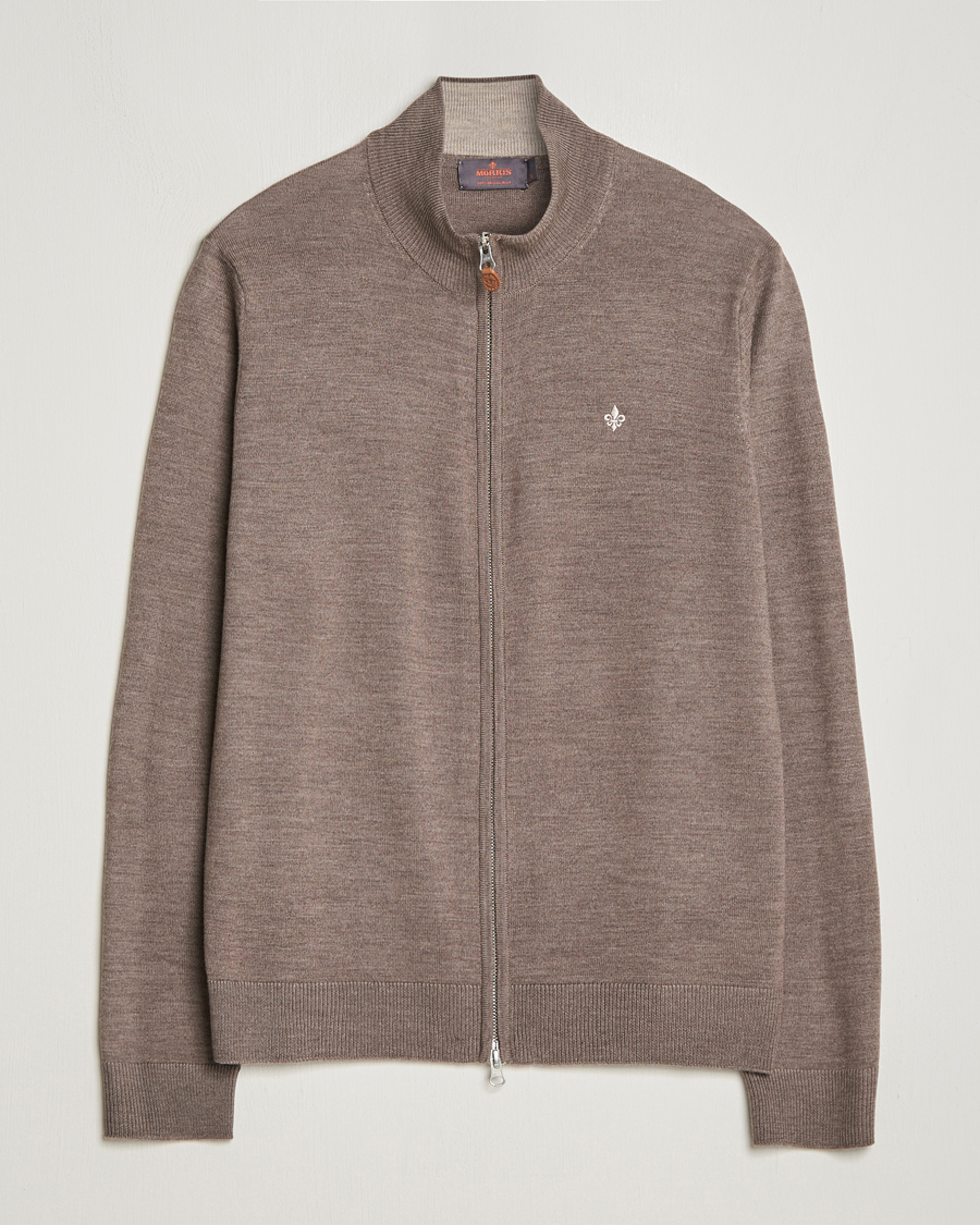Mies | Puserot | Morris | Merino Zip Cardigan Brown