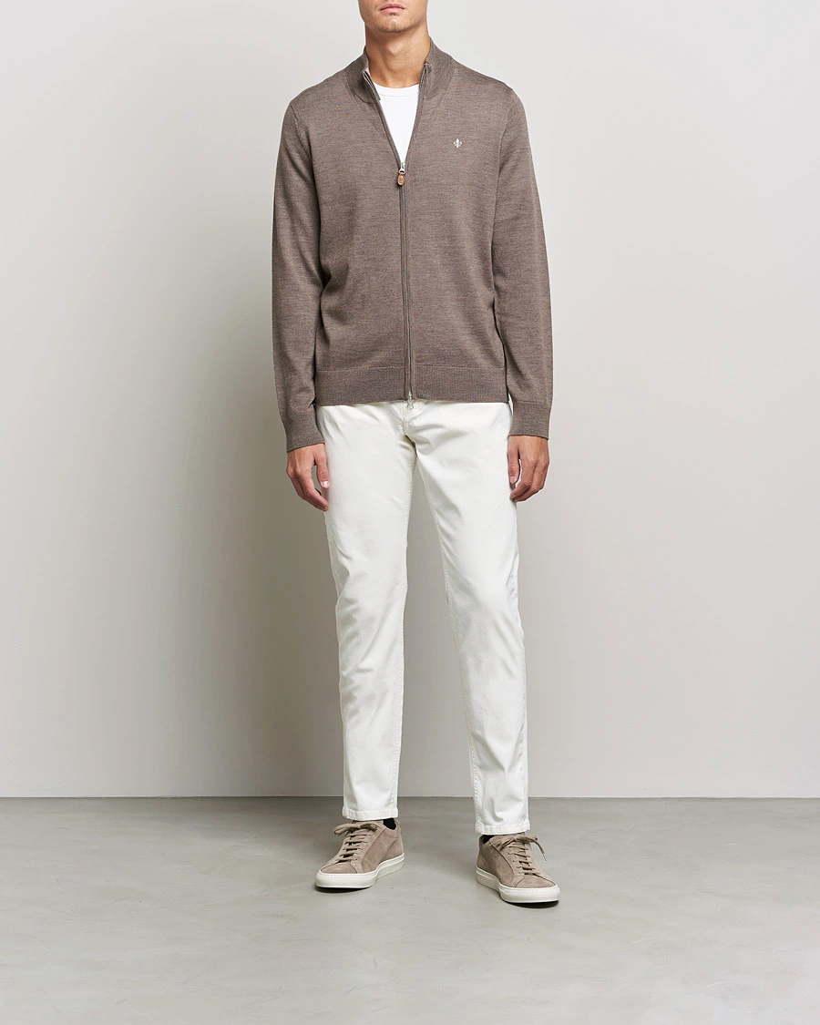 Mies | Puserot | Morris | Merino Zip Cardigan Brown