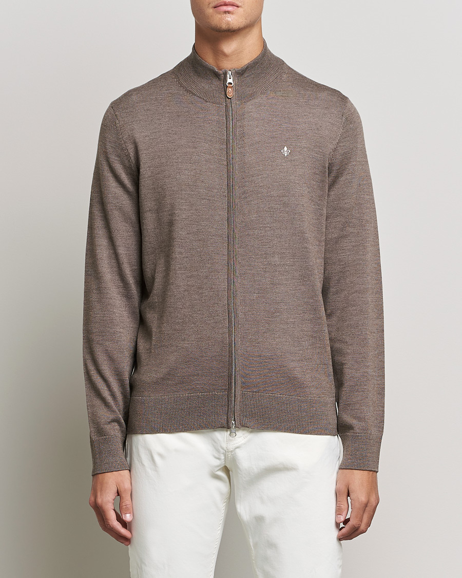 Mies | Puserot | Morris | Merino Zip Cardigan Brown