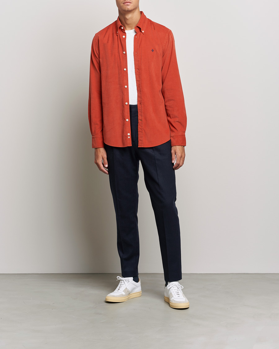 Mies | Kauluspaidat | Morris | Douglas Corduroy Button Down Shirt Red