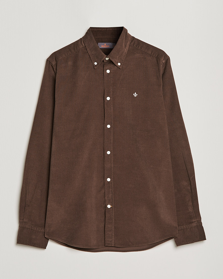 Mies | Kauluspaidat | Morris | Douglas Corduroy Button Down Shirt Dark Brown