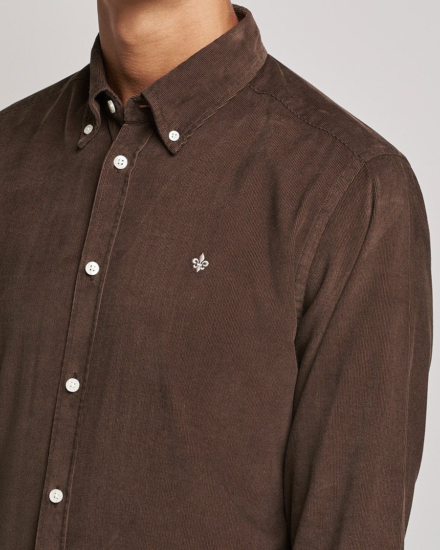 Mies | Kauluspaidat | Morris | Douglas Corduroy Button Down Shirt Dark Brown