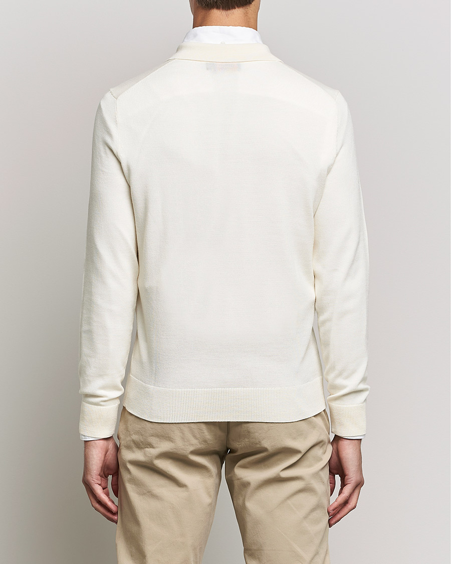 Mies | Puserot | Morris | Delon Merino Knitted Polo Shirt Off White