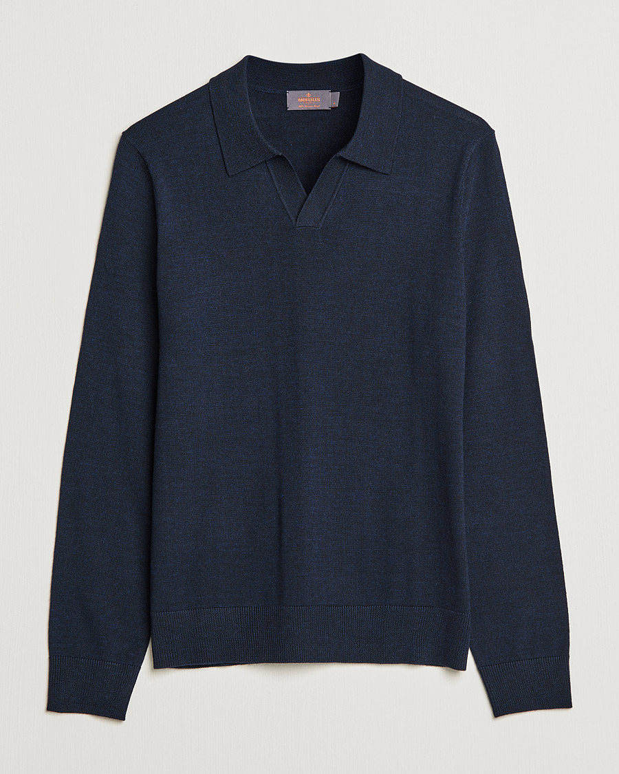 Miehet |  | Morris | Delon Merino Knitted Polo Shirt Navy