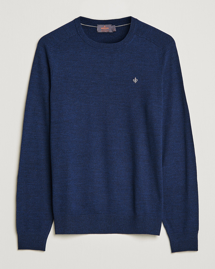 Mies | Puserot | Morris | Merino Crew Neck Pullover Blue