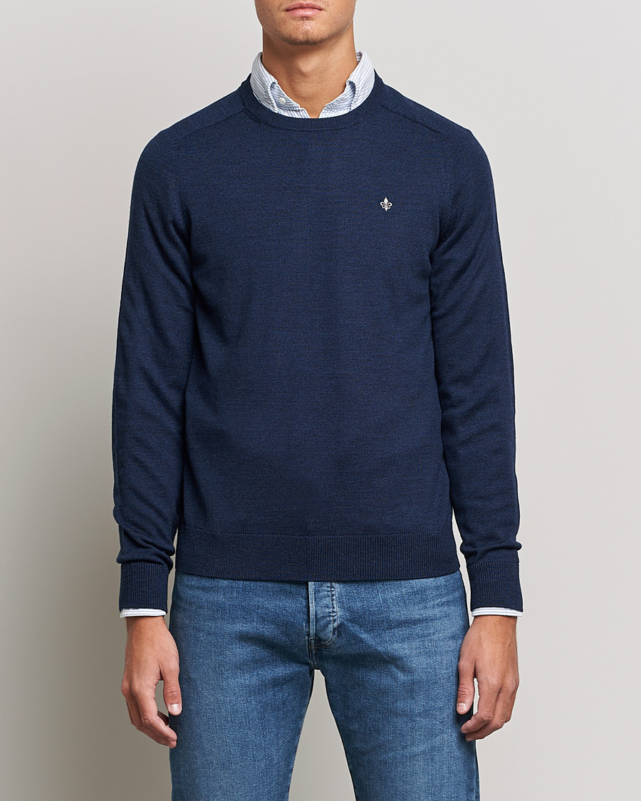 Mies | Puserot | Morris | Merino Crew Neck Pullover Blue