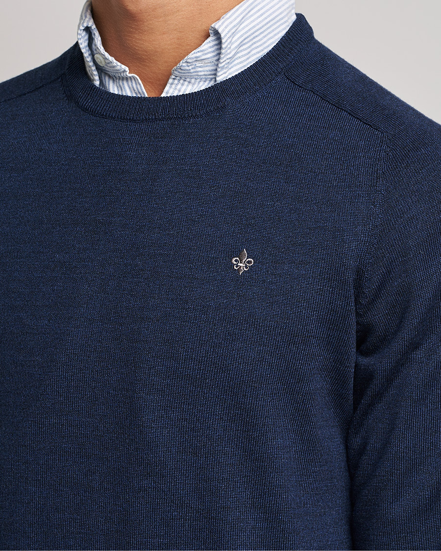 Mies | Puserot | Morris | Merino Crew Neck Pullover Blue