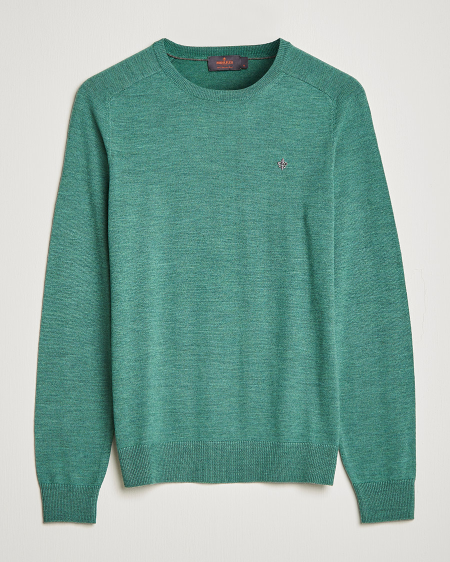 Mies | Puserot | Morris | Merino Crew Neck Pullover Mineral Green