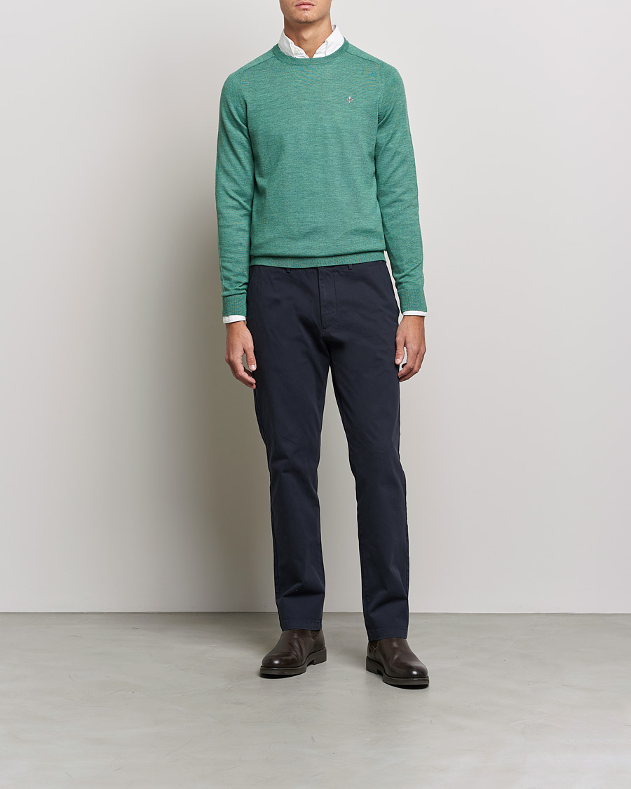 Mies | Puserot | Morris | Merino Crew Neck Pullover Mineral Green
