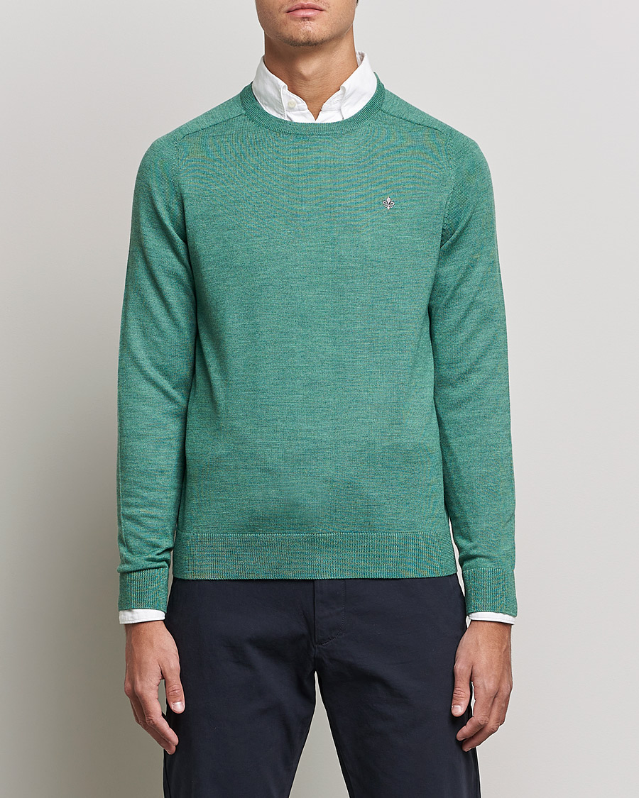 Mies | Puserot | Morris | Merino Crew Neck Pullover Mineral Green
