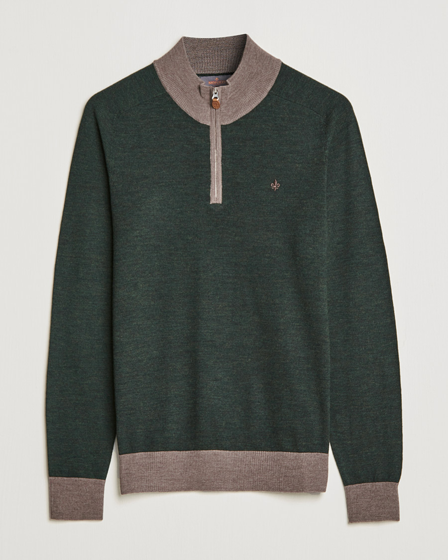 Mies | Puserot | Morris | John Merino Half Zip Green/Brown