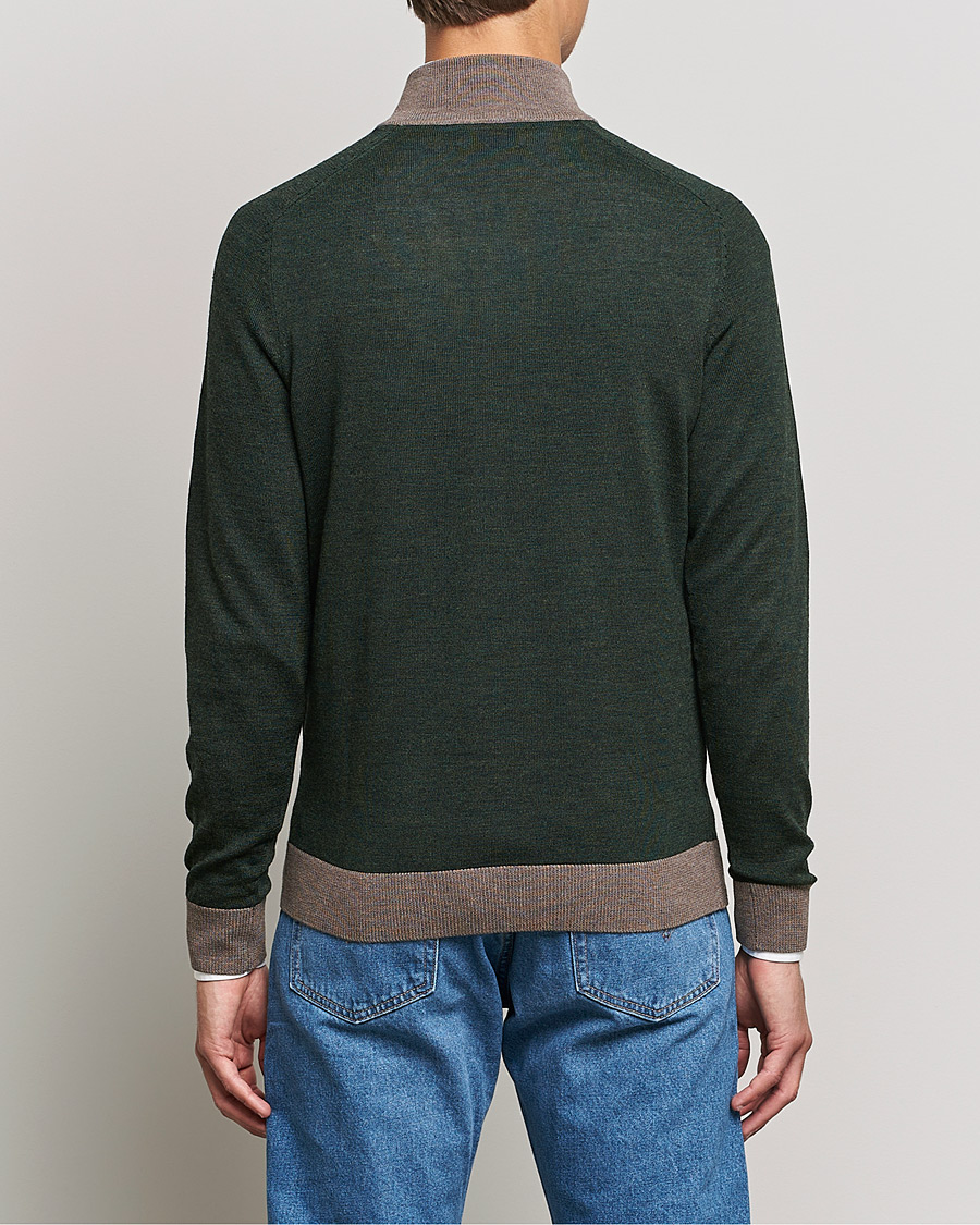 Mies | Puserot | Morris | John Merino Half Zip Green/Brown