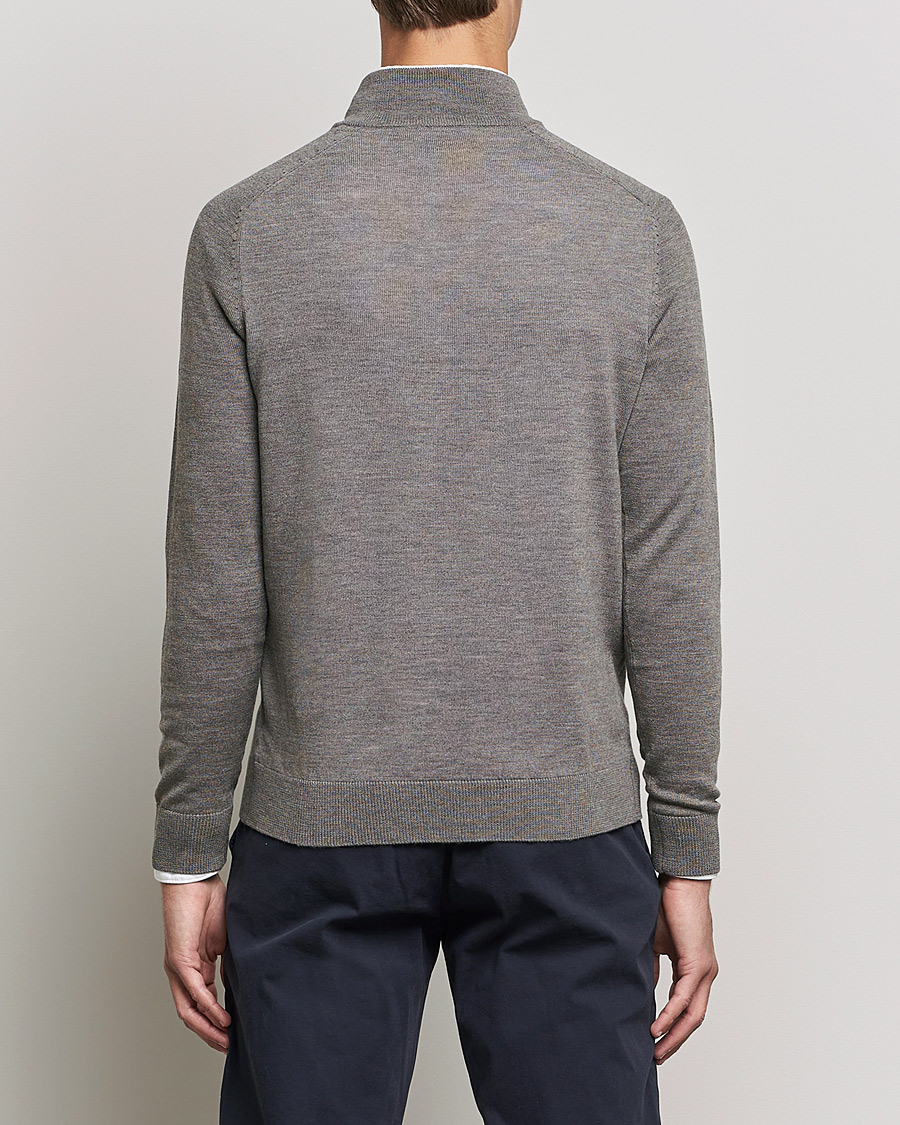 Mies | Puserot | Morris | John Merino Half Zip Medium Brown Melange