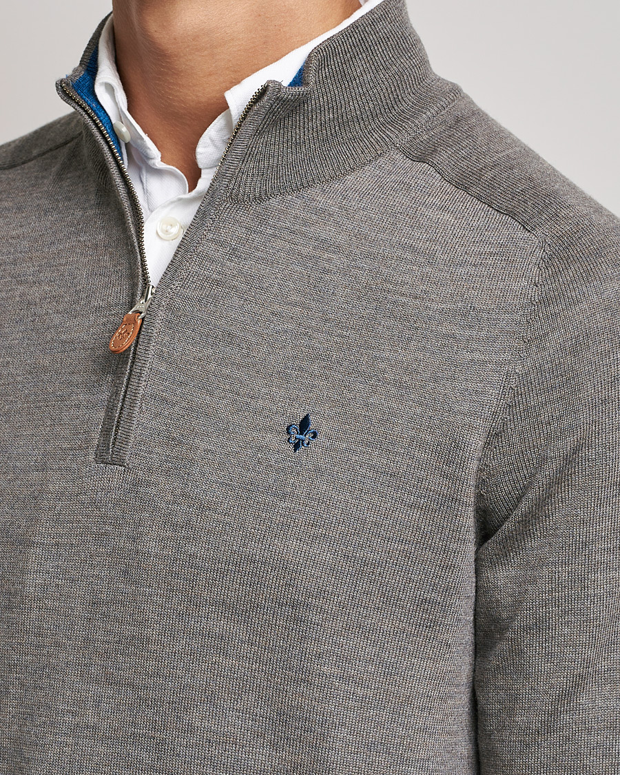 Mies | Puserot | Morris | John Merino Half Zip Medium Brown Melange