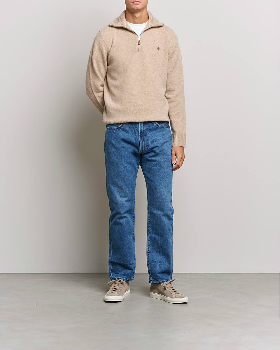 Mies | Puserot | Morris | Kieran Wool Half Zip Khaki