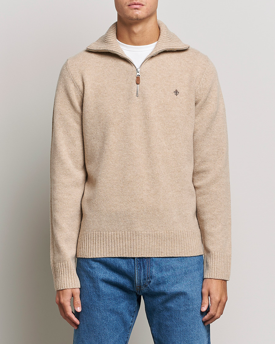 Mies | Puserot | Morris | Kieran Wool Half Zip Khaki