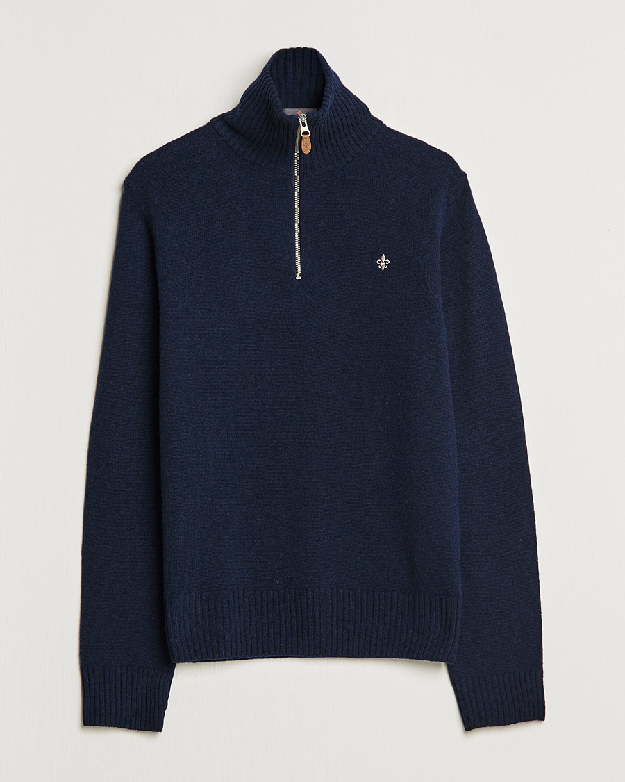 Mies | Puserot | Morris | Kieran Wool Half Zip Navy
