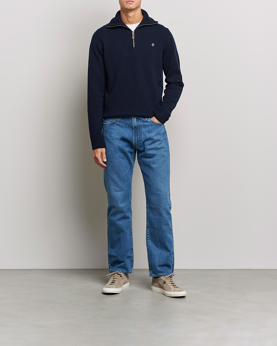 Mies | Puserot | Morris | Kieran Wool Half Zip Navy