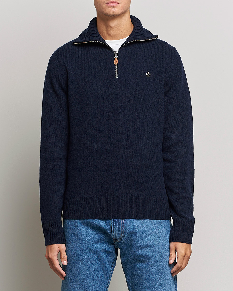 Mies | Puserot | Morris | Kieran Wool Half Zip Navy
