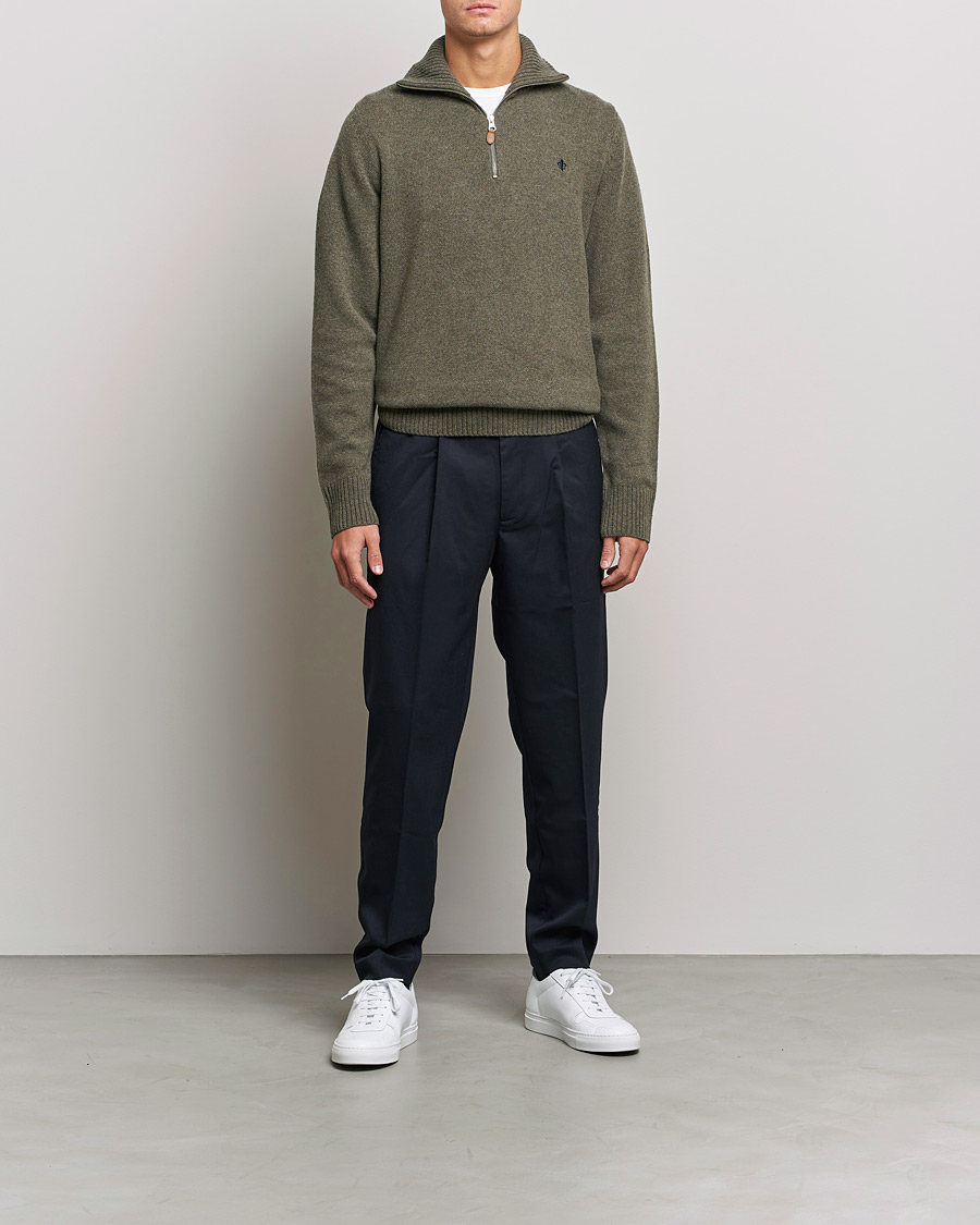 Mies | Puserot | Morris | Kieran Wool Half Zip Olive