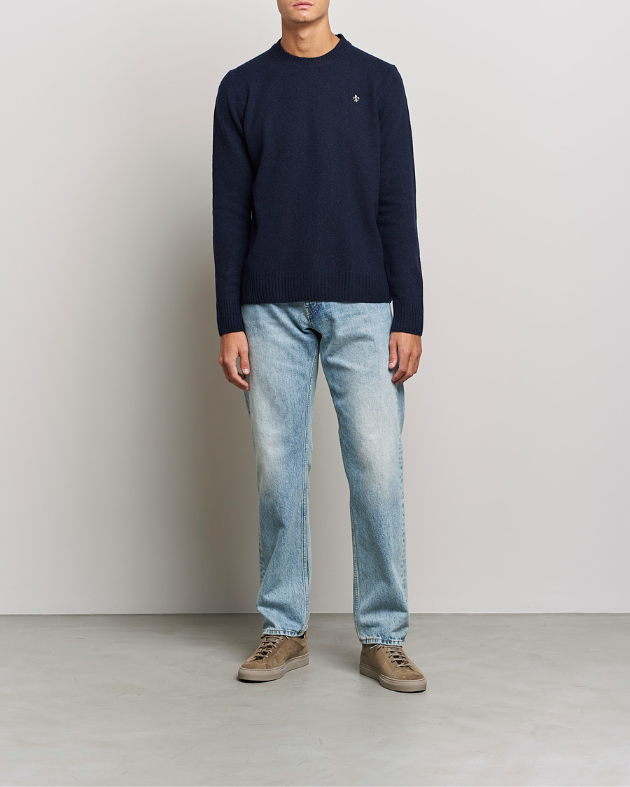 Mies | Puserot | Morris | Kieran Wool Crew Neck Navy