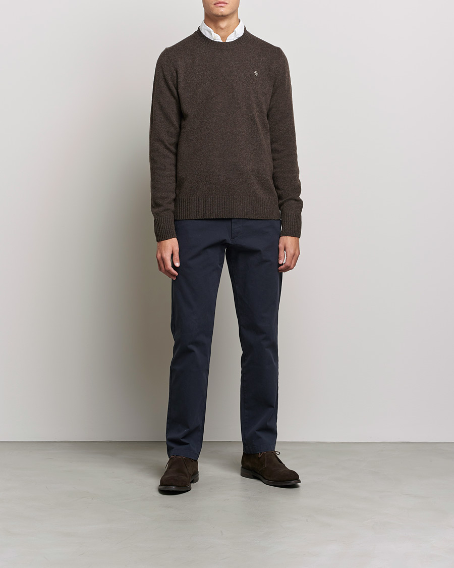 Mies | Puserot | Morris | Kieran Wool Crew Neck Brown