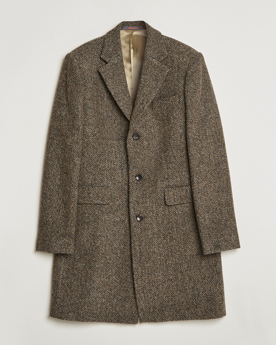 Mies | Takit | Morris | Wool Herringbone Coat Dark Brown