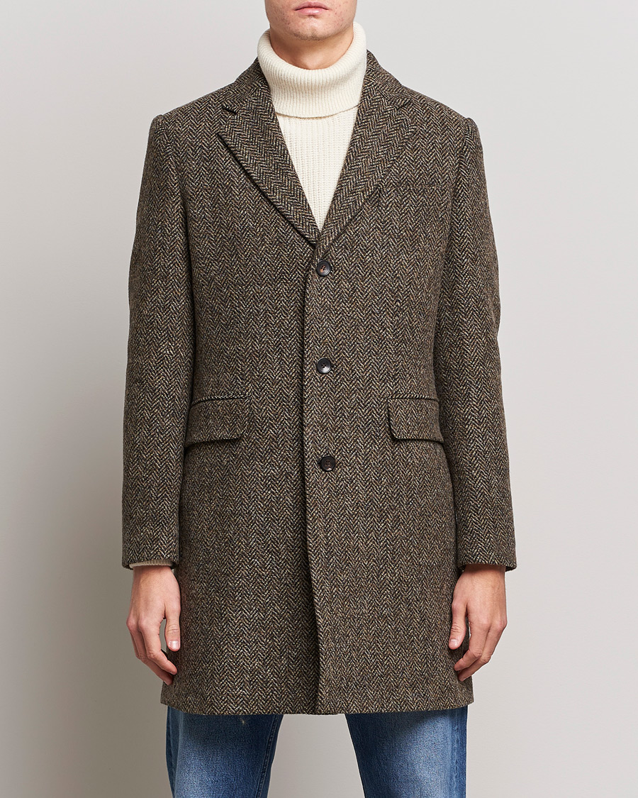 Mies | Takit | Morris | Wool Herringbone Coat Dark Brown